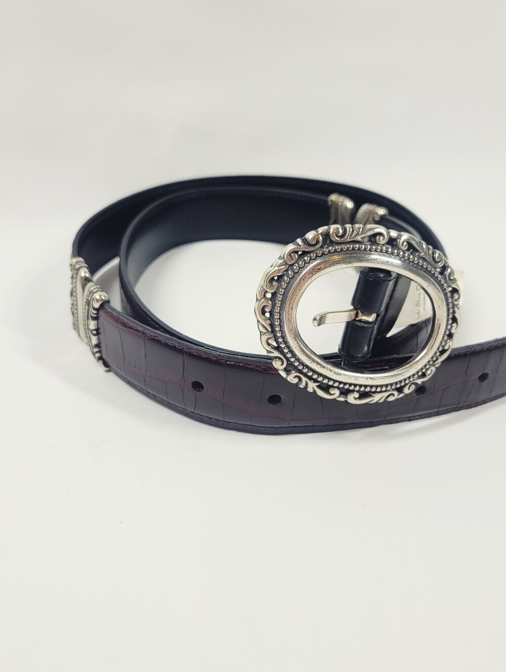 Lake Shore Drive Reversible Women's Belt‎ Brown / Black Silver Ornate Hardware